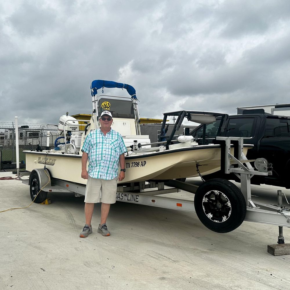 Congrats Mr. Ward! You're officially ready to chase the skinny water in this 2008 Flats Cat 19' Tight lines & calm breezes!